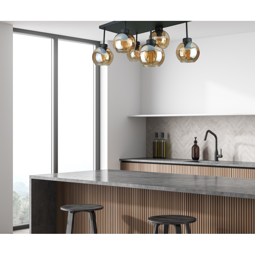 Loftlampe NESSA 6xE27/60W/230V sort/røget beige