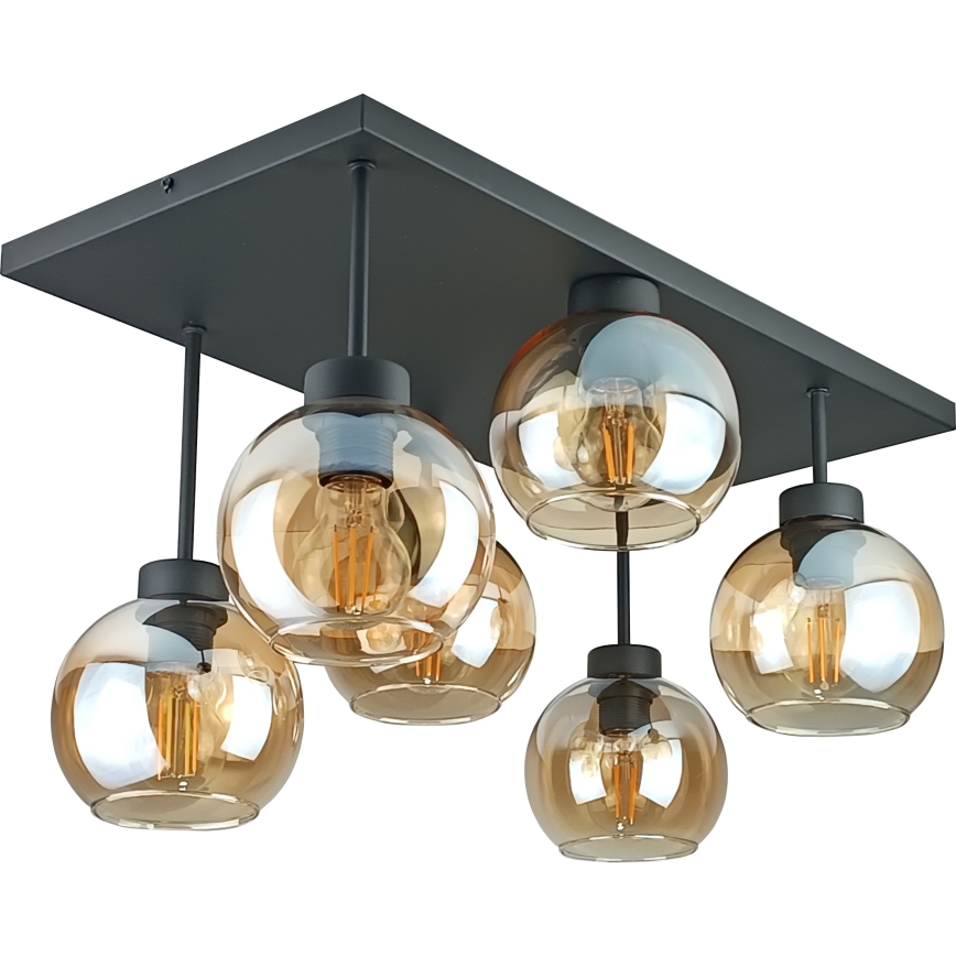 Loftlampe NESSA 6xE27/60W/230V sort/røget beige