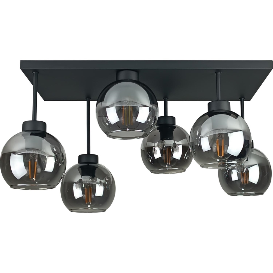 Loftlampe NESSA 6xE27/60W/230V sort/røget sort