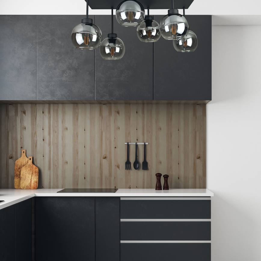 Loftlampe NESSA 6xE27/60W/230V sort/røget sort
