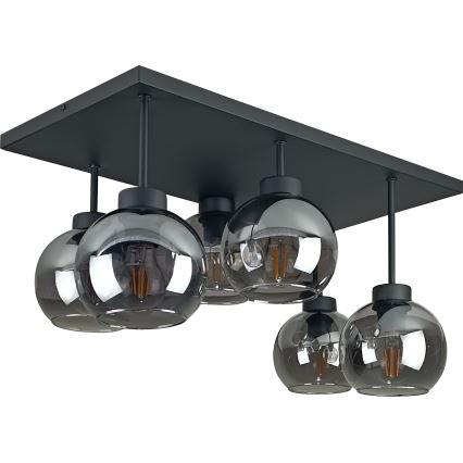 Loftlampe NESSA 6xE27/60W/230V sort/røget sort