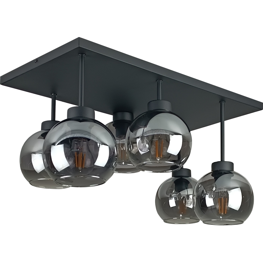 Loftlampe NESSA 6xE27/60W/230V sort/røget sort