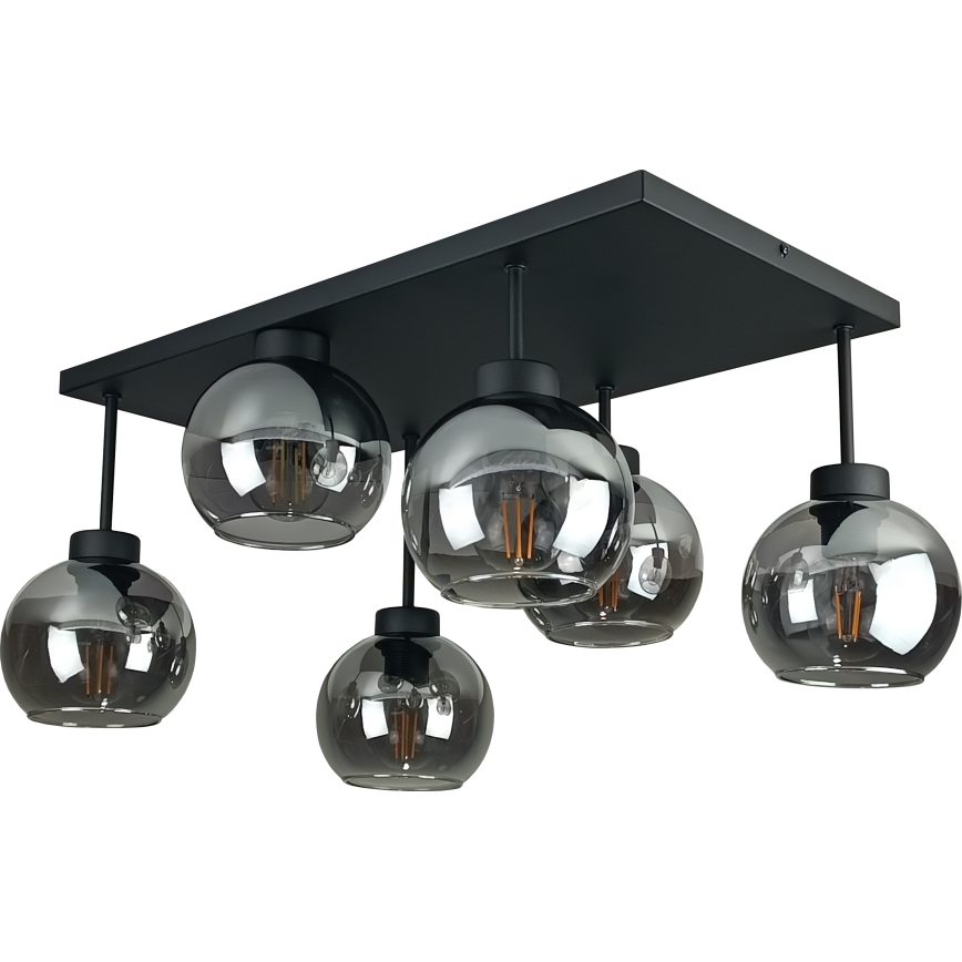 Loftlampe NESSA 6xE27/60W/230V sort/røget sort