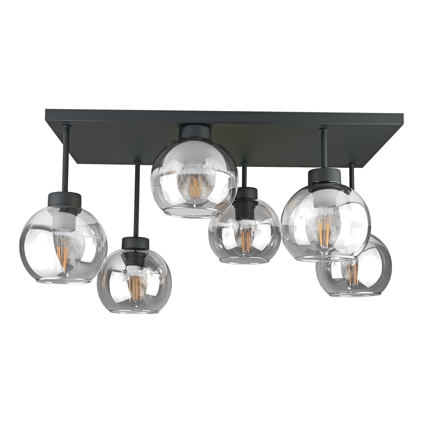 Loftlampe NESSA 6xE27/60W/230V sort/transparent
