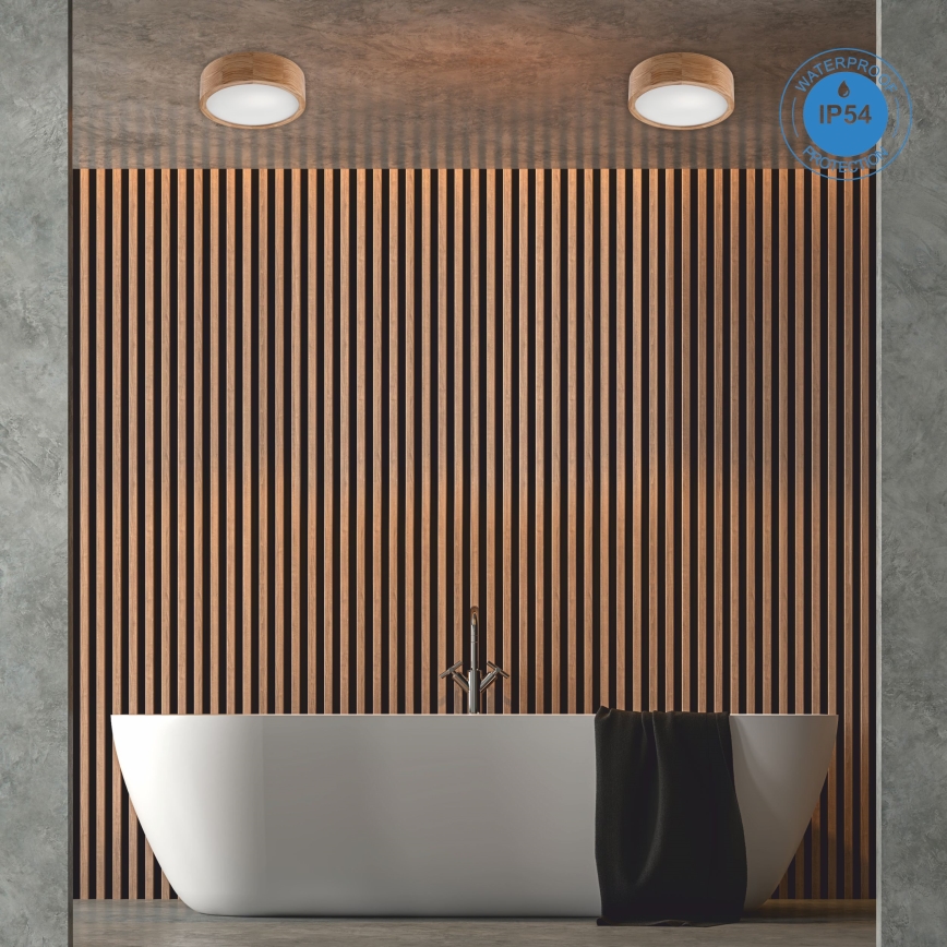 Loftlampe til badeværelse OAK 2xE27/15W/230V IP54 eg ø 27 cm
