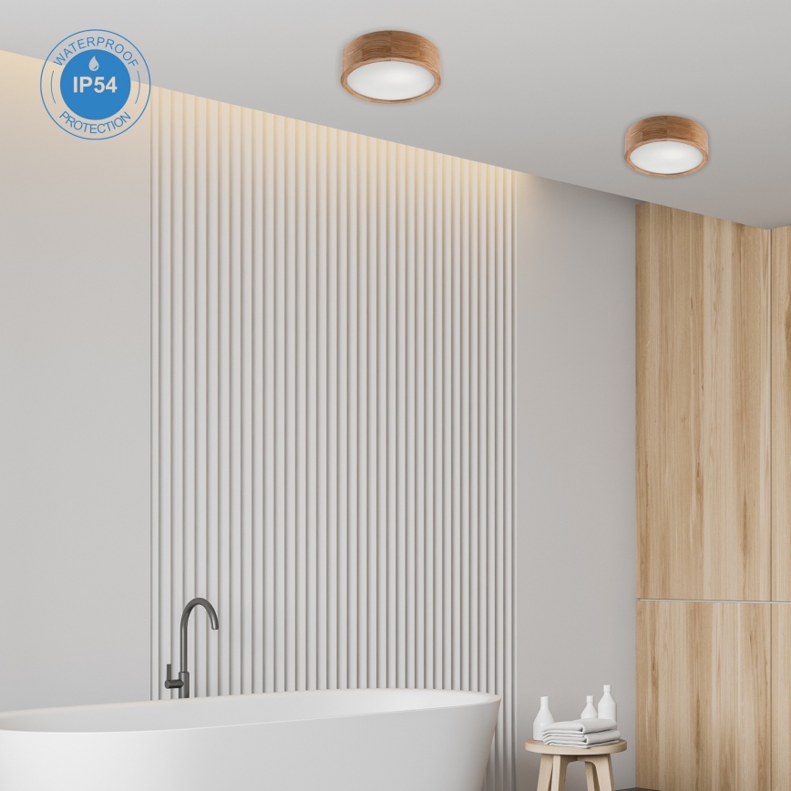 Loftlampe til badeværelse OAK 2xE27/15W/230V IP54 eg ø 27 cm