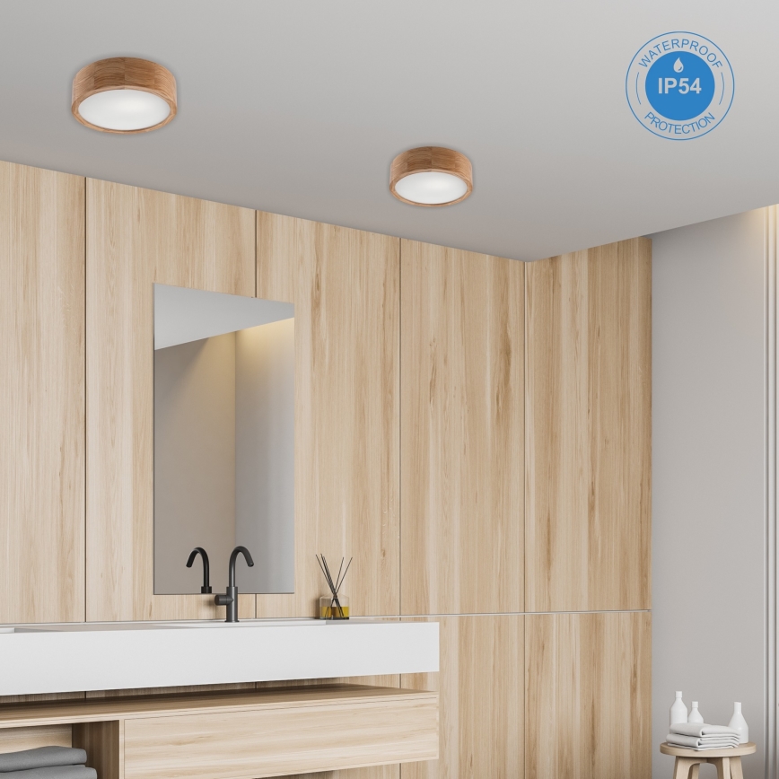 Loftlampe til badeværelse OAK 2xE27/15W/230V IP54 eg ø 27 cm