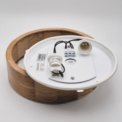 Loftlampe til badeværelse OAK 2xE27/15W/230V IP54 eg ø 27 cm