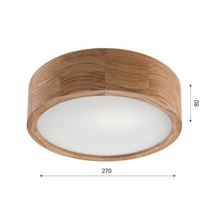 Badeværelsesloftlampe OAK 2xE27/15W/230V IP54 eg Ø 27 cm