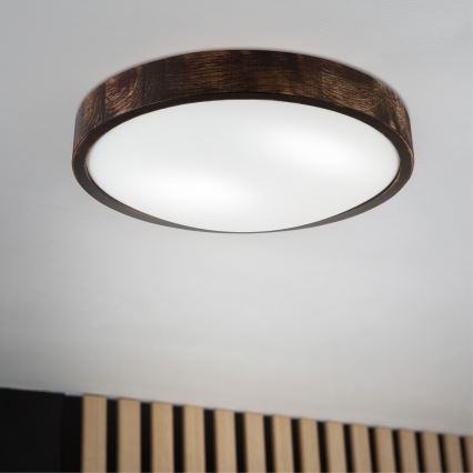Loftlampe OAK SLIM 2xE27/15W/230V Ø 37 cm eg/mørkebrun