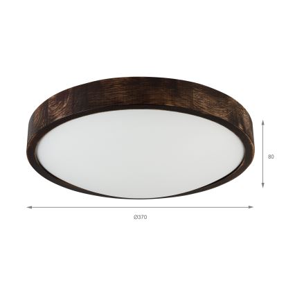 Loftlampe OAK SLIM 2xE27/15W/230V Ø 37 cm eg/mørkebrun