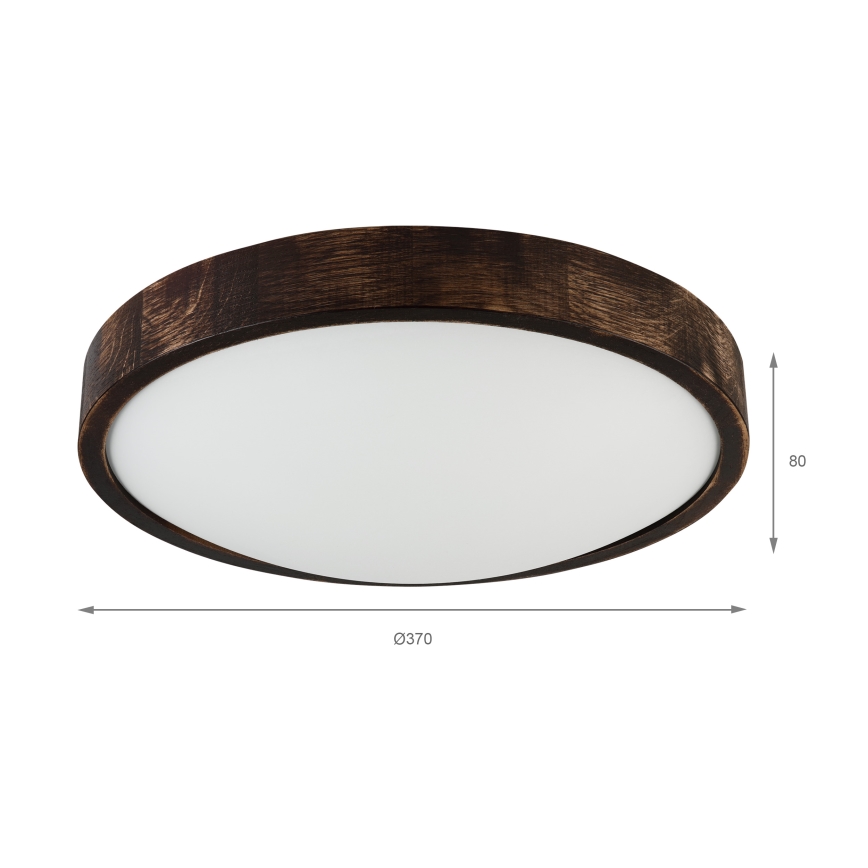Loftlampe OAK SLIM 2xE27/15W/230V Ø 37 cm eg/mørkebrun
