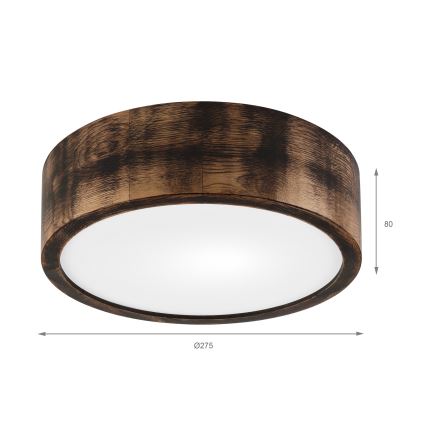 Loftlampe OAK SMOKY 1xE27/15W/230V Ø 27,5 cm eg/mørkebrun