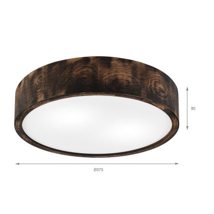 Loftlampe OAK SMOKY 2xE27/15W/230V ø 37,5 cm eg/mørkebrun