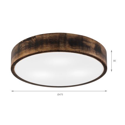 Loftlampe OAK SMOKY 3xE27/15W/230V Ø 47,5 cm eg/mørkebrun
