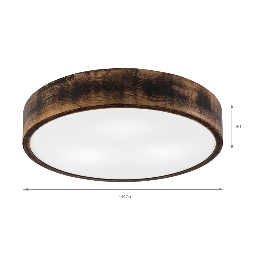 Loftlampe OAK SMOKY 3xE27/15W/230V Ø 47,5 cm eg/mørkebrun