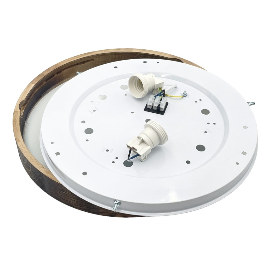 Loftlampe OAK SMOKY SLIM 2xE27/15W/230V Ø 37 cm eg/mørkebrun