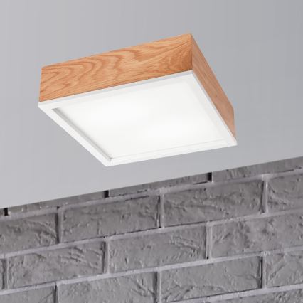 Loftlampe OAK SQUARE 2xE27/15W/230V 31x31 cm eg/hvid