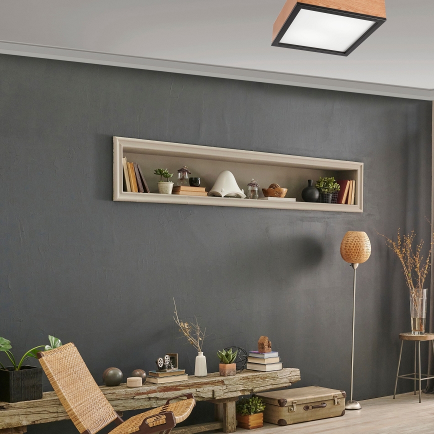 Loftlampe OAK SQUARE 2xE27/15W/230V 31x31 cm eg/sort