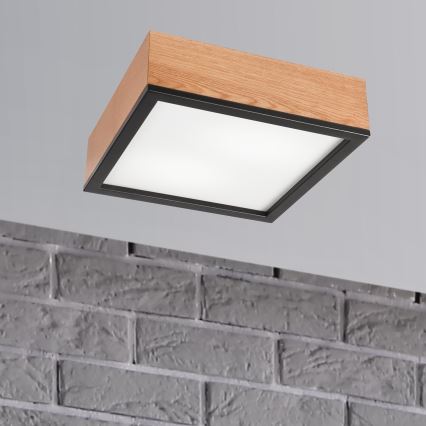 Loftlampe OAK SQUARE 2xE27/15W/230V 31x31 cm eg/sort