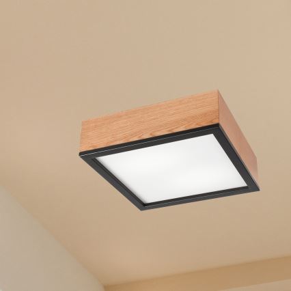 Loftlampe OAK SQUARE 2xE27/15W/230V 31x31 cm eg/sort