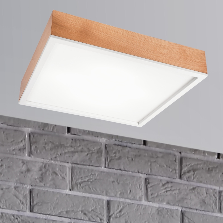 Loftlampe OAK SQUARE 4xE27/15W/230V 48x48 cm eg/hvid