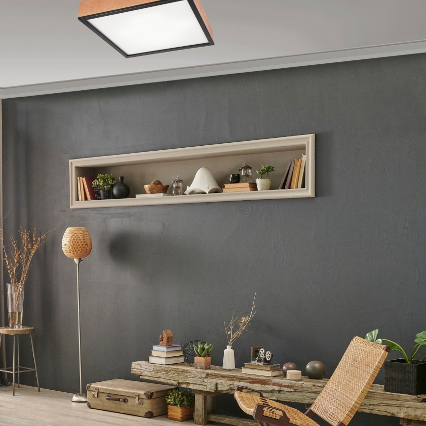 Loftlampe OAK SQUARE 4xE27/15W/230V 48x48 cm eg/sort