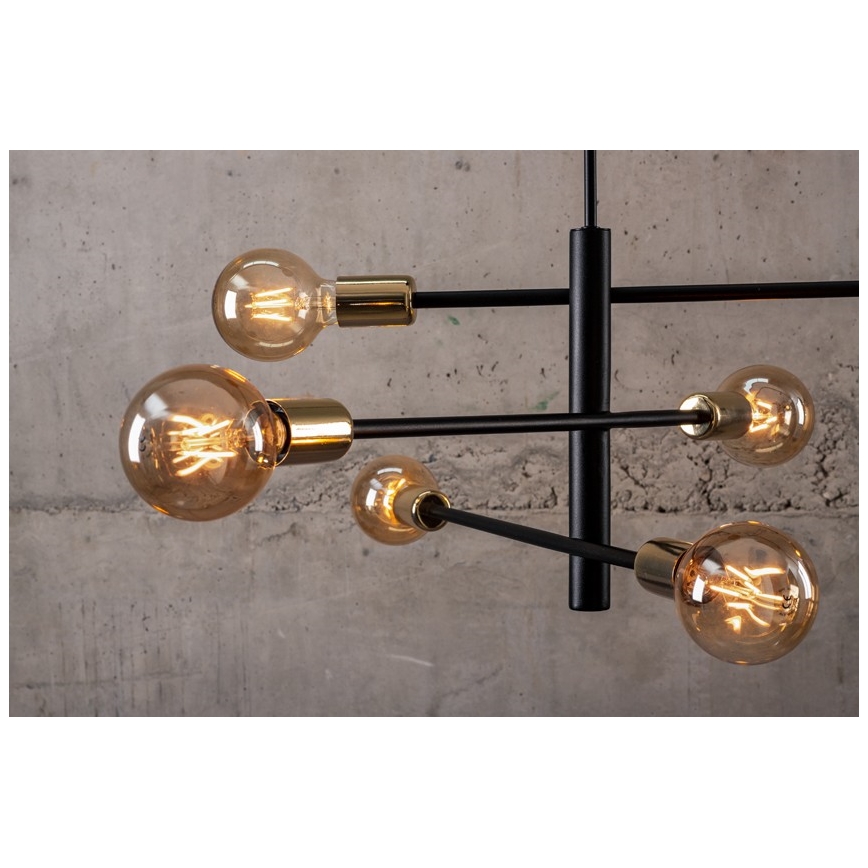 Loftlampe ONYX 6xE27/60W/230V sort/guldfarvet