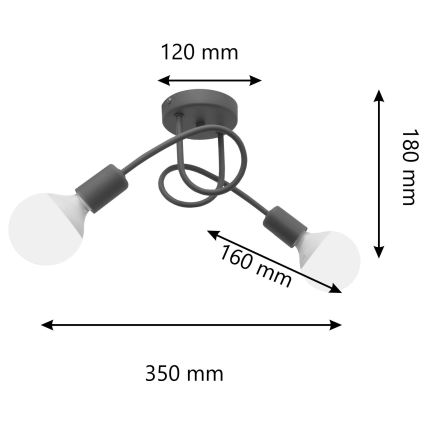 Loftlampe OXFORD 2xE27/15W/230V grå
