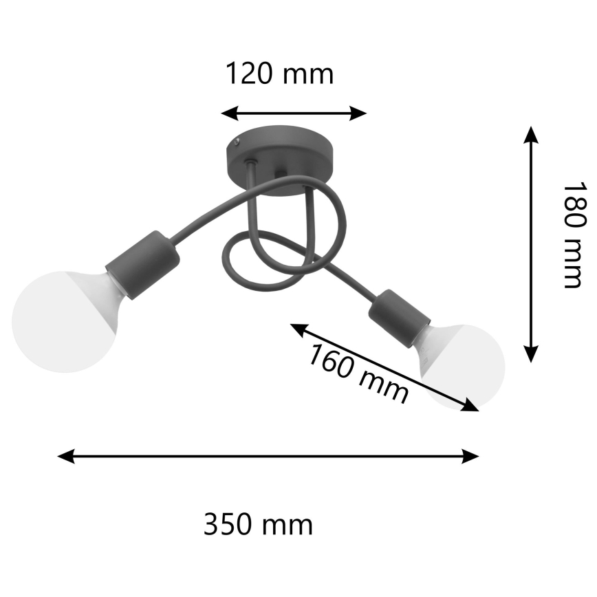 Loftlampe OXFORD 2xE27/15W/230V grå