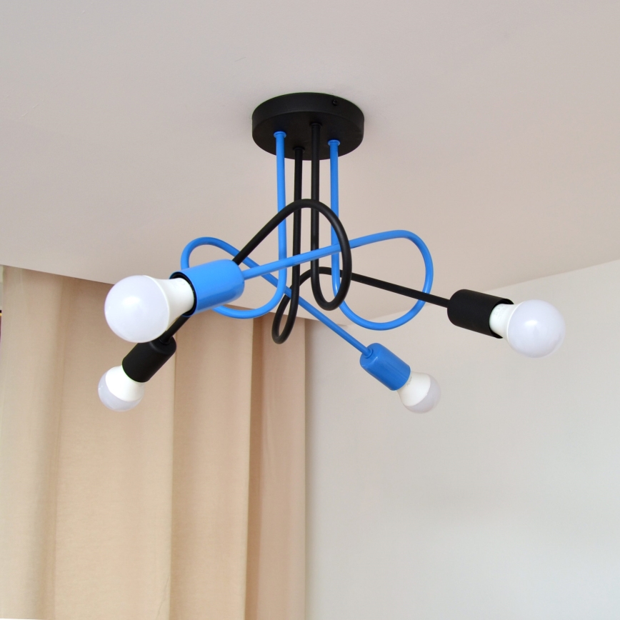 Loftlampe OXFORD 4xE27/15W/230V sort/blå
