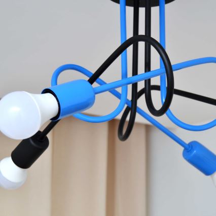 Loftlampe OXFORD 4xE27/15W/230V sort/blå
