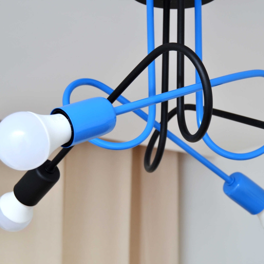 Loftlampe OXFORD 4xE27/15W/230V sort/blå