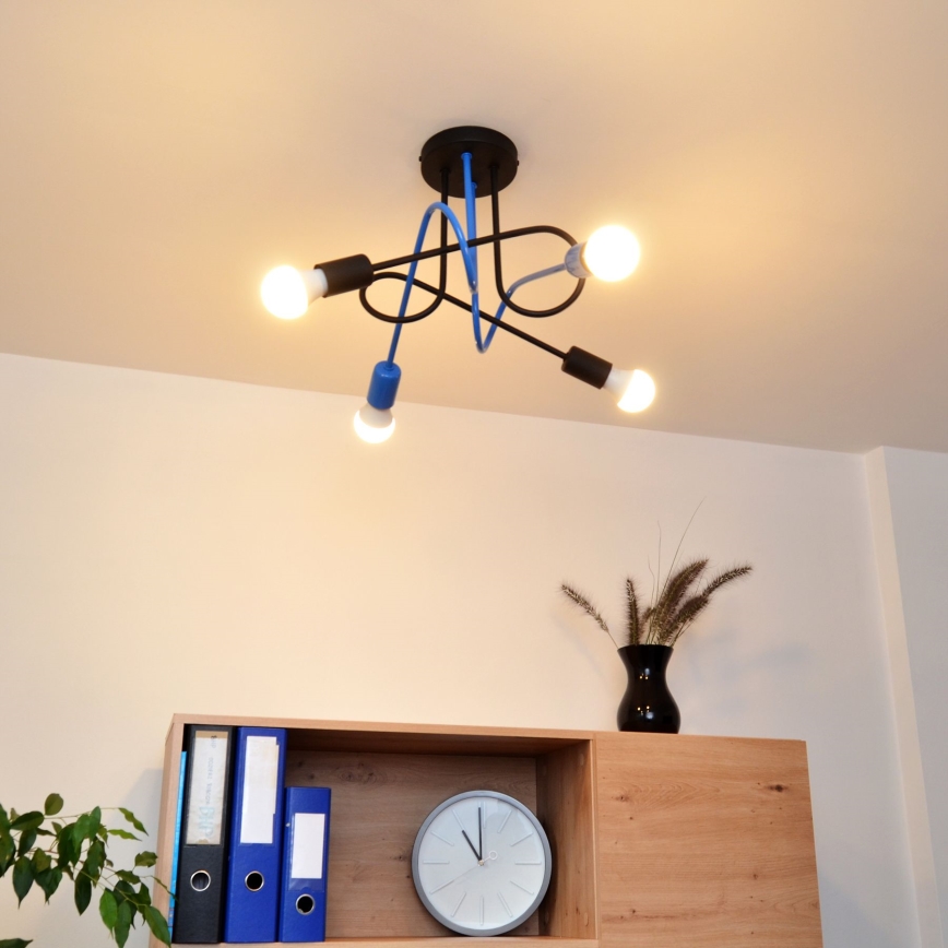 Loftlampe OXFORD 4xE27/15W/230V sort/blå