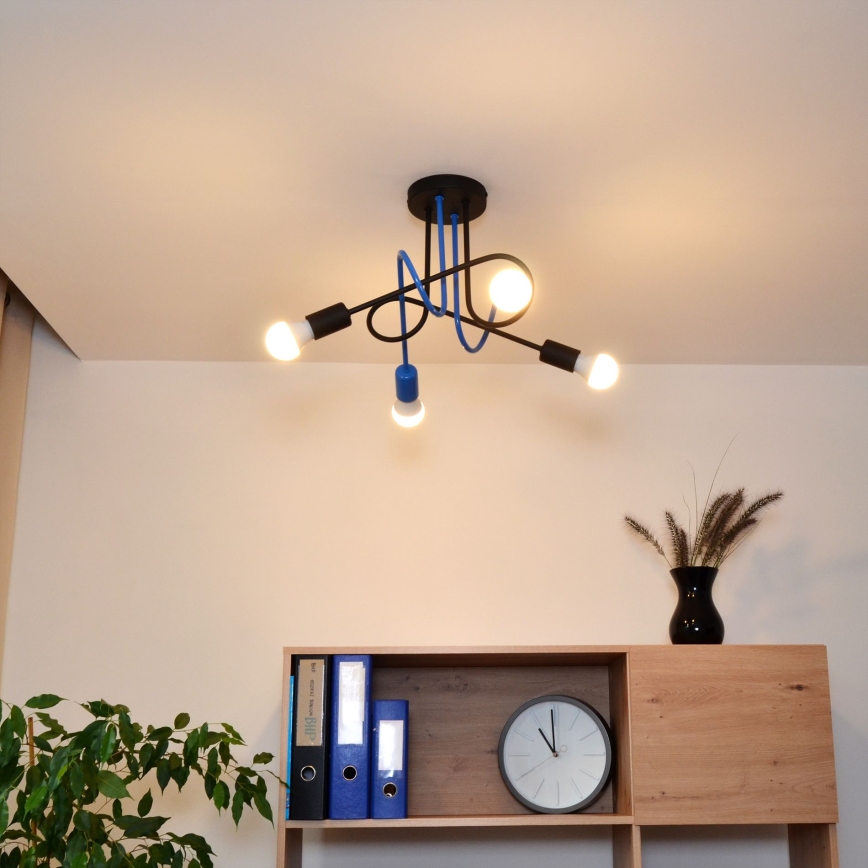 Loftlampe OXFORD 4xE27/15W/230V sort/blå