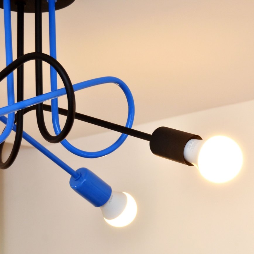 Loftlampe OXFORD 4xE27/15W/230V sort/blå