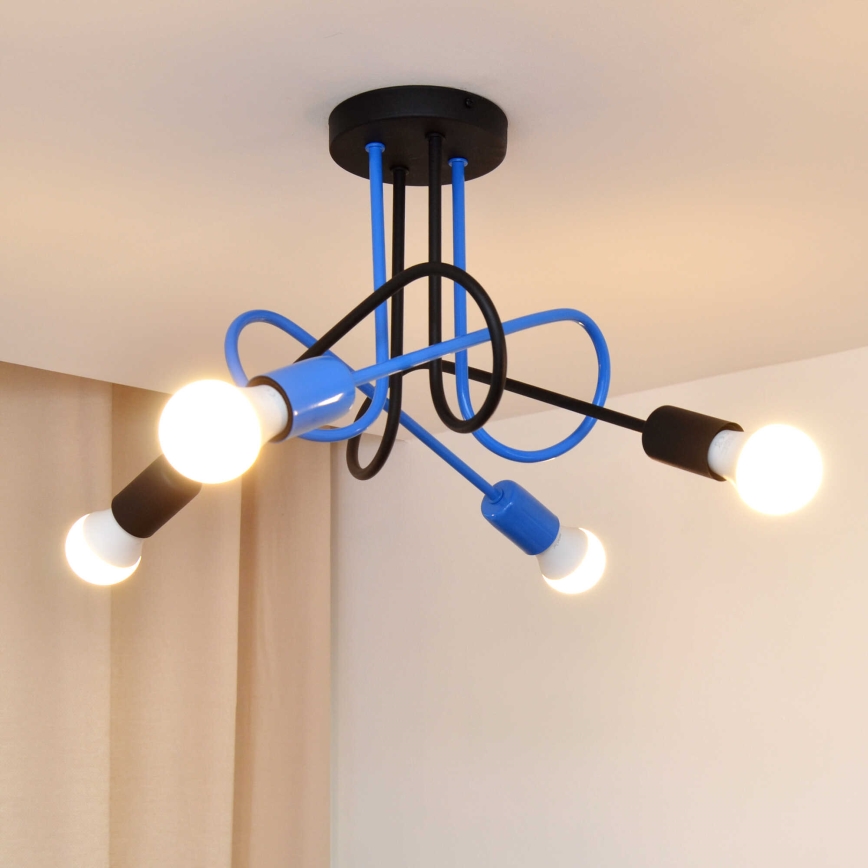 Loftlampe OXFORD 4xE27/15W/230V sort/blå