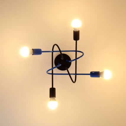 Loftlampe OXFORD 4xE27/15W/230V sort/blå