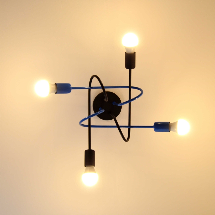 Loftlampe OXFORD 4xE27/15W/230V sort/blå