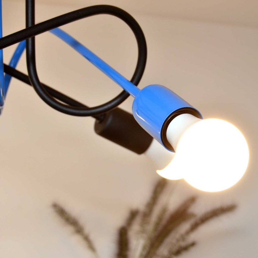 Loftlampe OXFORD 4xE27/15W/230V sort/blå