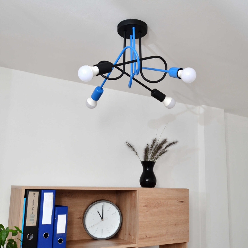 Loftlampe OXFORD 4xE27/15W/230V sort/blå