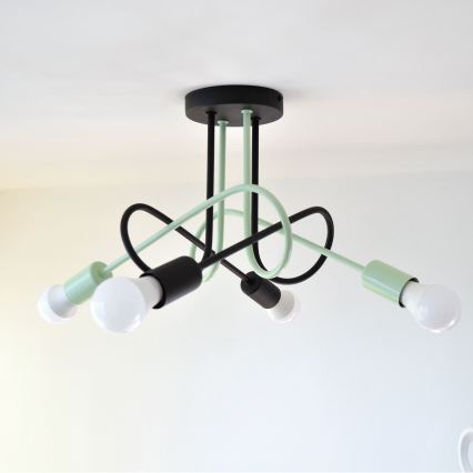 Loftlampe OXFORD 4xE27/15W/230V sort/grøn