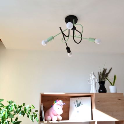 Loftlampe OXFORD 4xE27/15W/230V sort/grøn