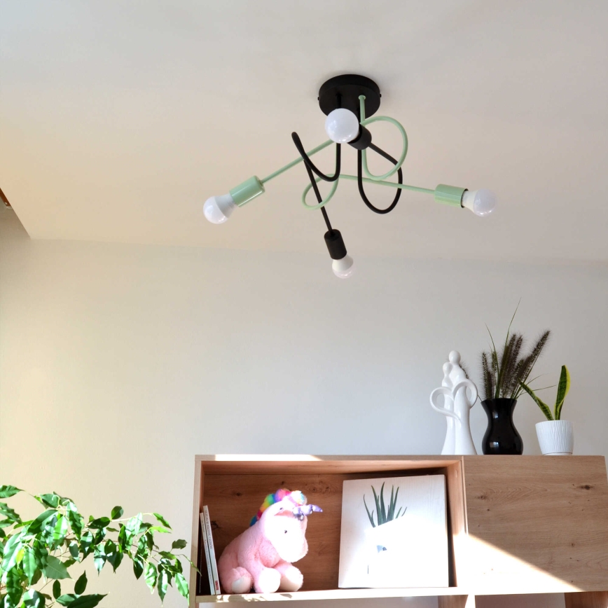 Loftlampe OXFORD 4xE27/15W/230V sort/grøn