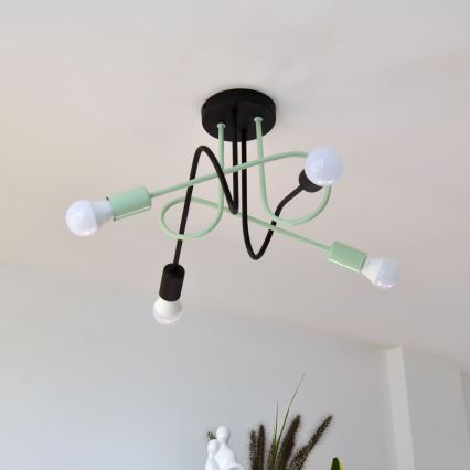 Loftlampe OXFORD 4xE27/15W/230V sort/grøn