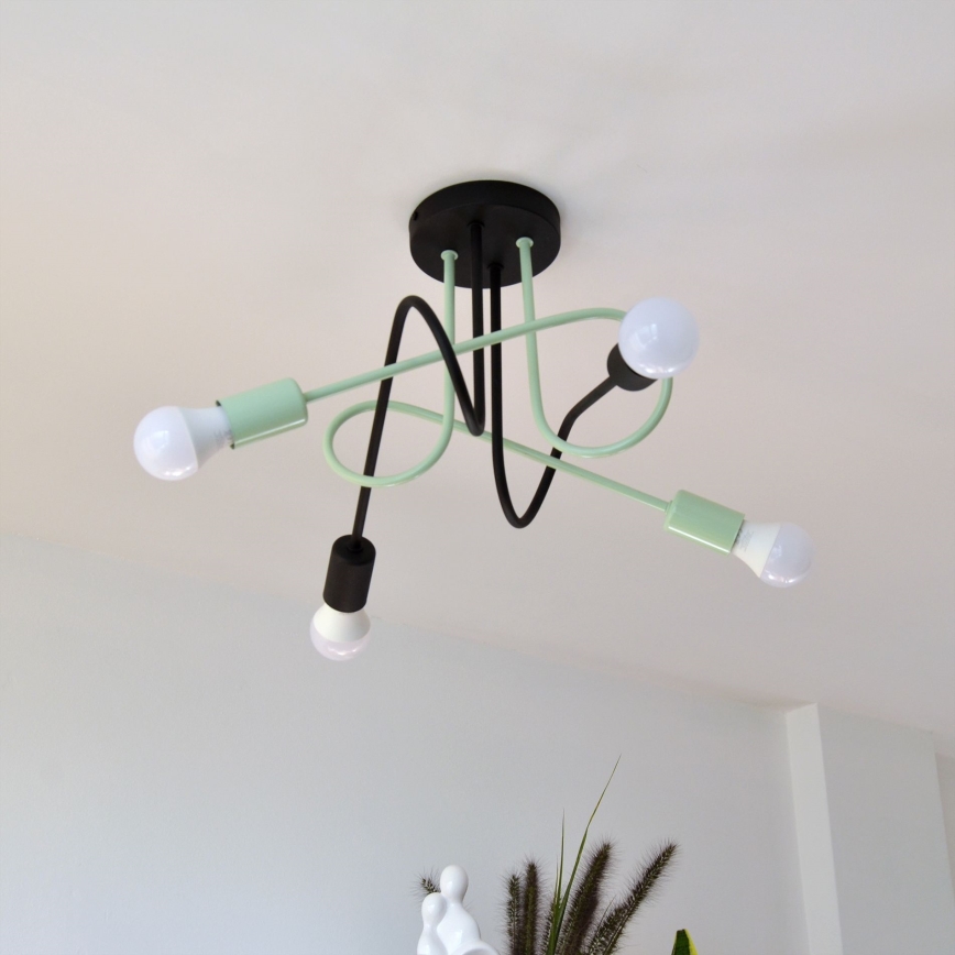 Loftlampe OXFORD 4xE27/15W/230V sort/grøn