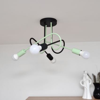 Loftlampe OXFORD 4xE27/15W/230V sort/grøn