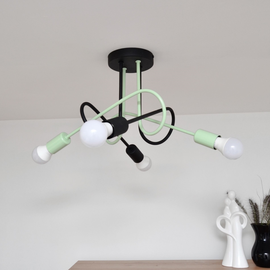 Loftlampe OXFORD 4xE27/15W/230V sort/grøn