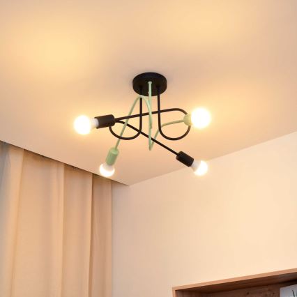 Loftlampe OXFORD 4xE27/15W/230V sort/grøn