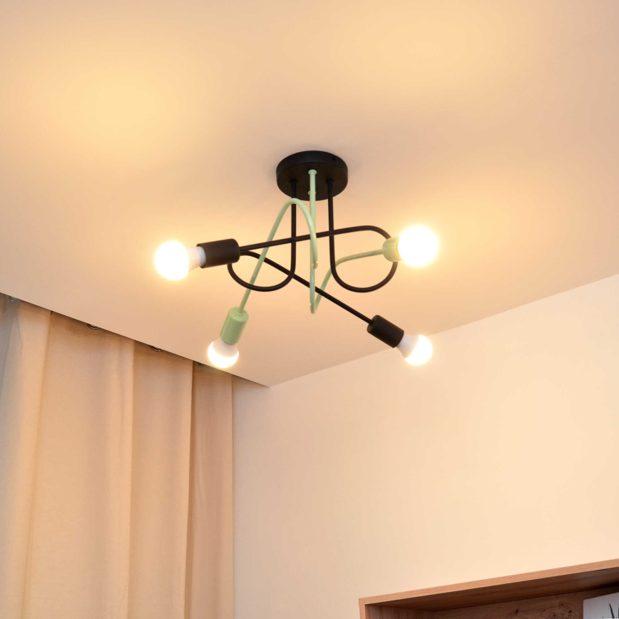 Loftlampe OXFORD 4xE27/15W/230V sort/grøn